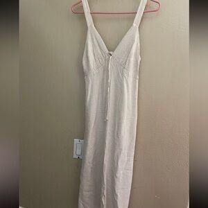 Simple Cream Linen Maxi Dress
